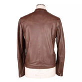 Emilio Romanelli Brown Leather Men Jacket